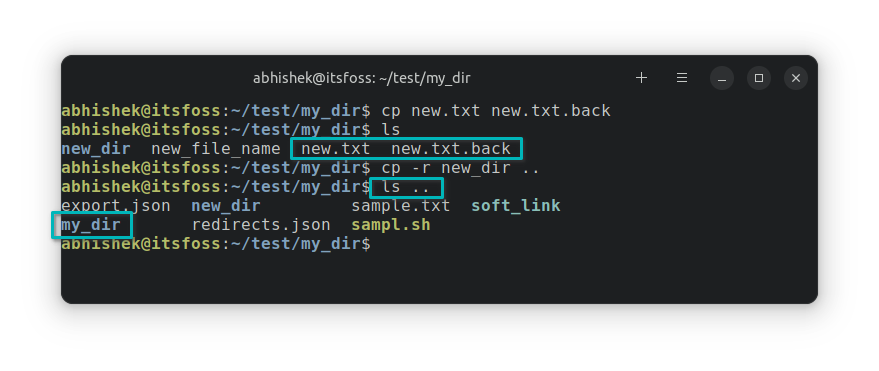 cp command example