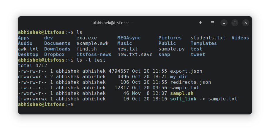 ls command ubuntu