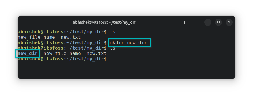 mkdir command example