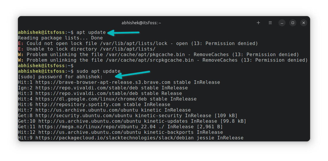 using sudo example ubuntu